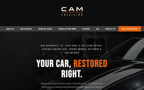 Screenshot of the Cam Collision homepage, camcollision.com
